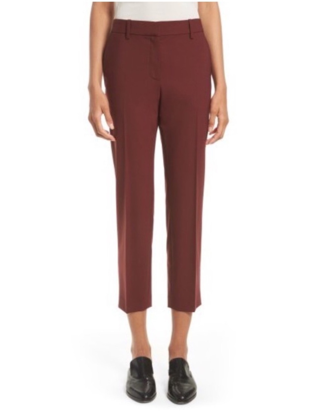 Theory Treeca 2 Betoken Wool Blend Pants Burgundy Business Casual Women’s Size 2